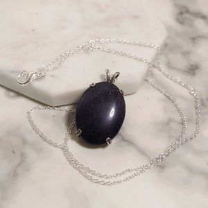 925 Silver Blue Goldstone Necklace